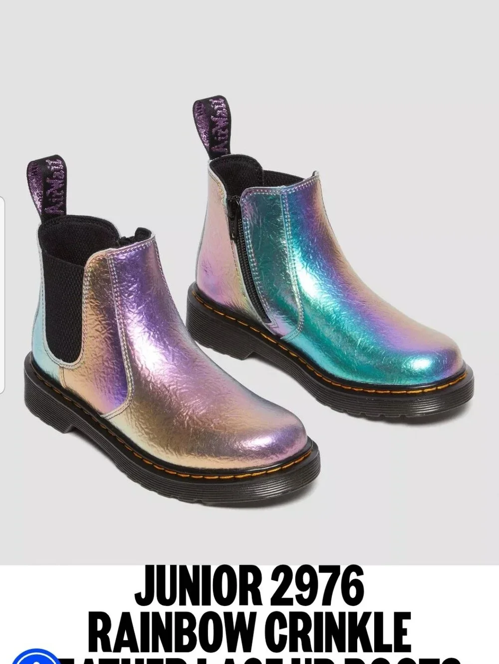 Dr. Martens Kids Iridescent Chelsea Boots - Purple/Green/Blue
